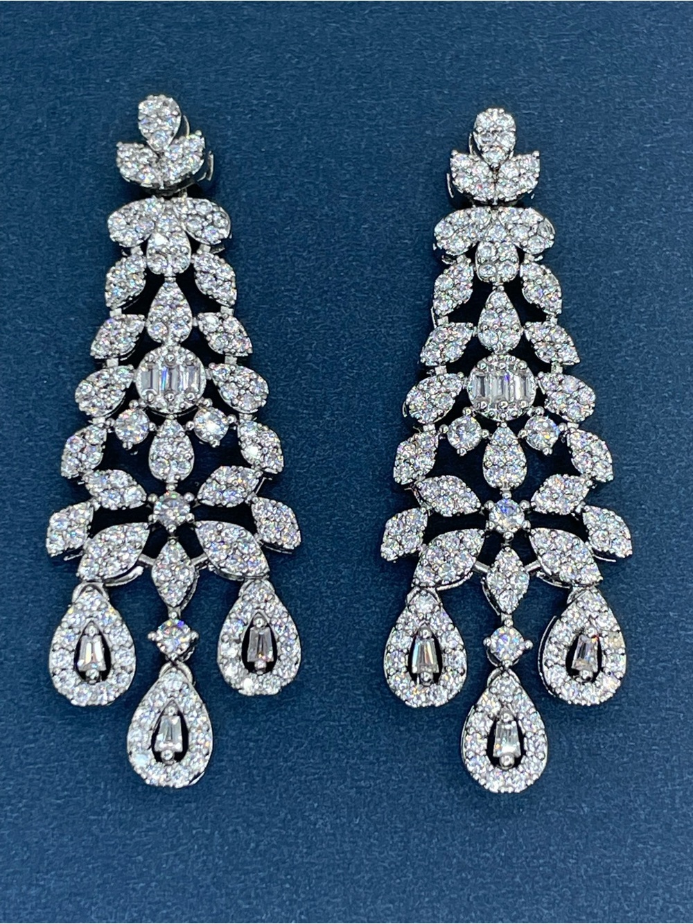 Swarovski Crystal Elements White Swarovski Crystal Art Deco Dangle Earrings